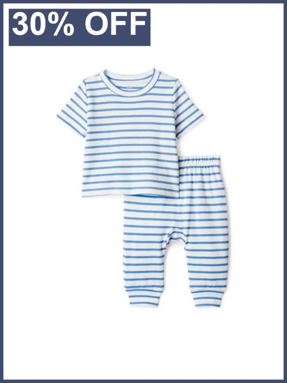 New Cotton Knit Baby Short Sleeve Tee & Pull-On Pants Set - 2 Piece Stripe